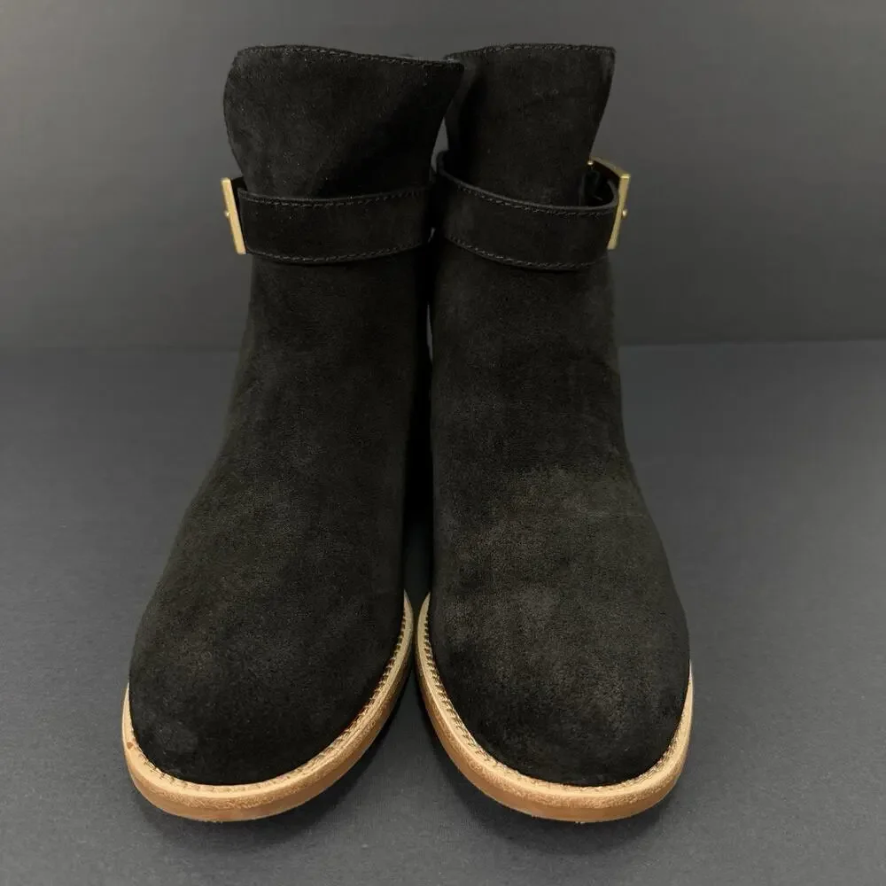 Tory Burch Brooke suede ankle booties with a low stacked heel 7 size New No Box